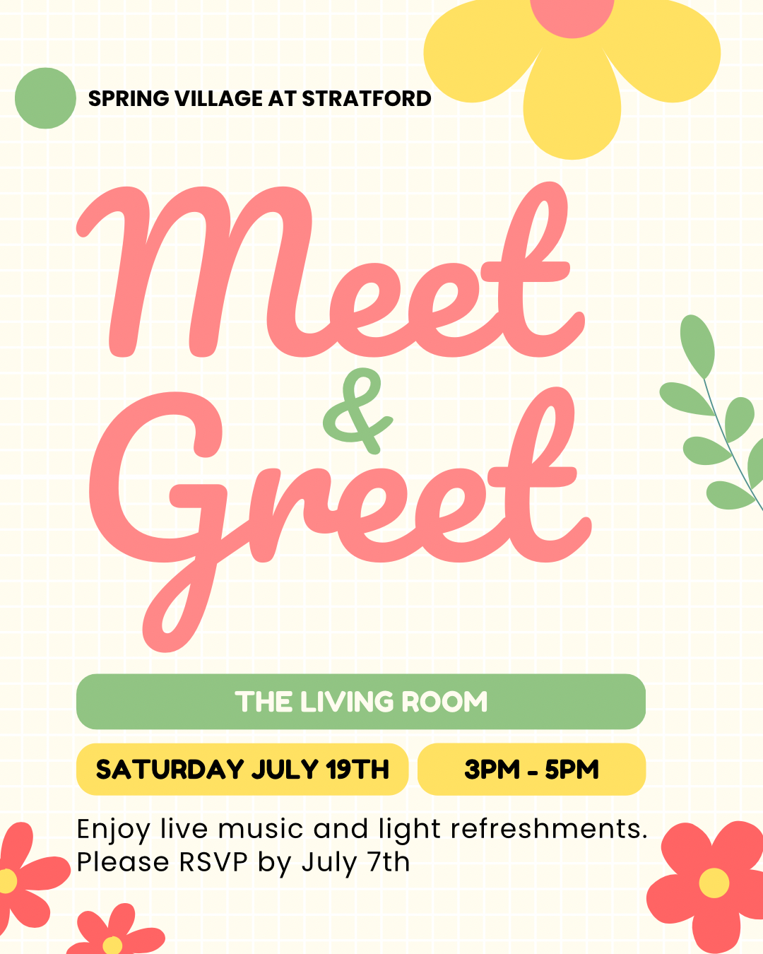 Colorful Playful Flower Meet and Greet Instagram Post